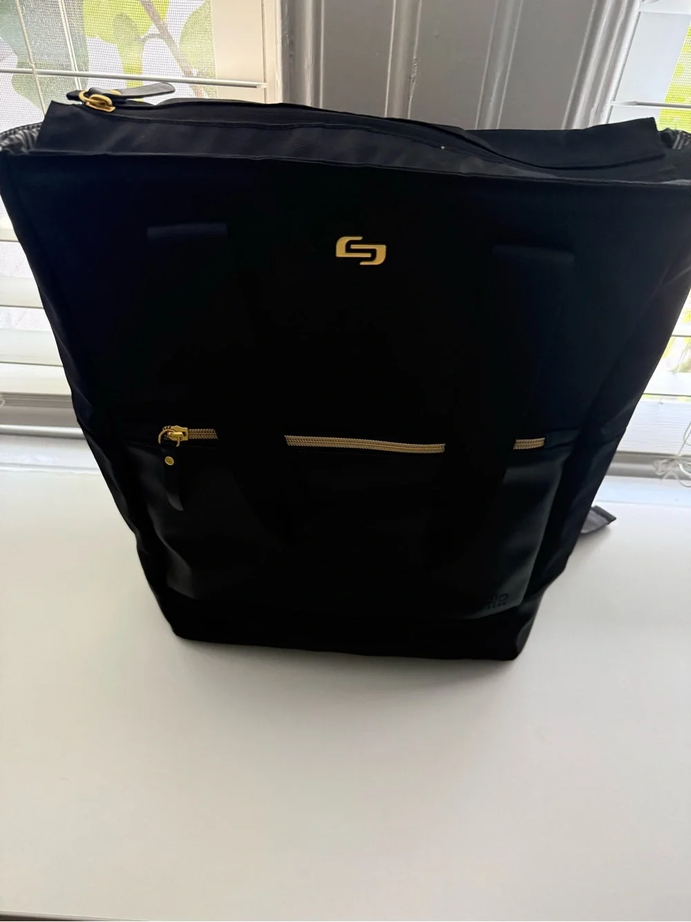 Parker Hybrid Black backpack/Tote Bag with Gold Accents - Solo NY brand